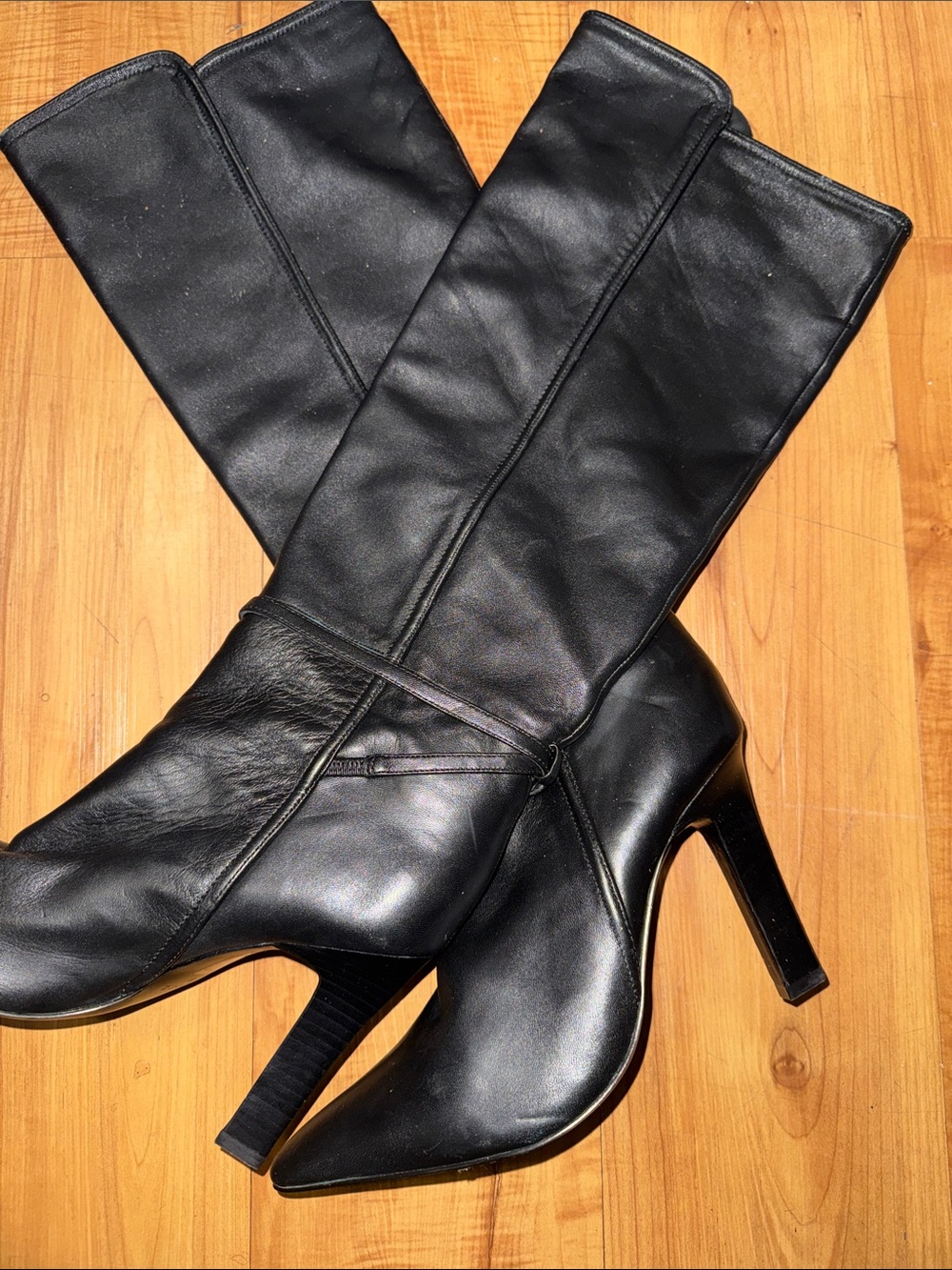 Reiss Black Over-The-Knee Leather Heeled Boots(13)